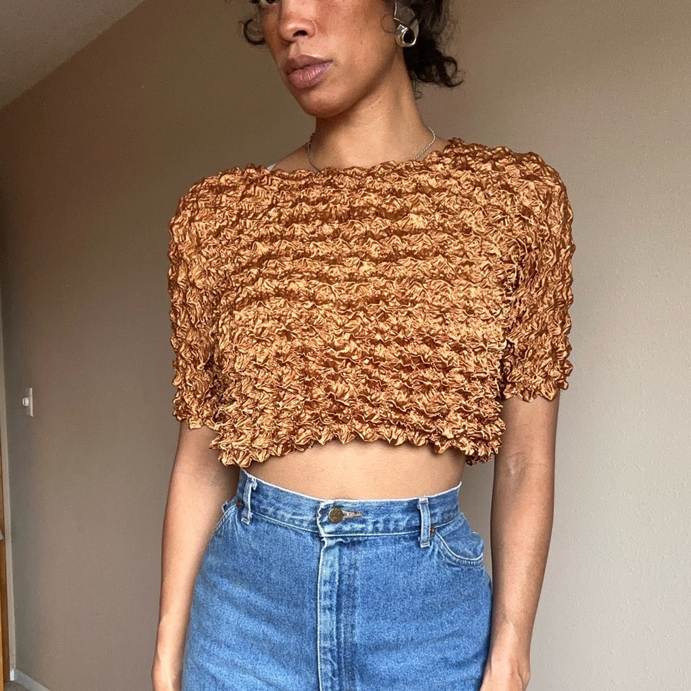 Gold crinkle blouse